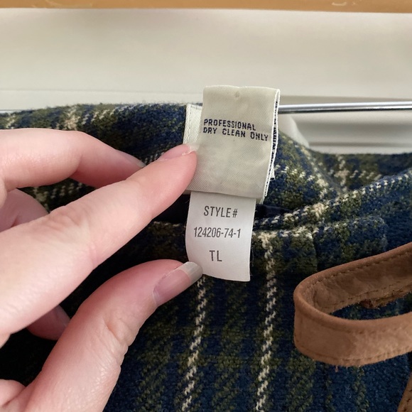 Vintage 90s GAP Mini Skirt Wrap Tie Front Wool Plaid Blue Green Fairy Whimsigoth - Picture 7 of 8